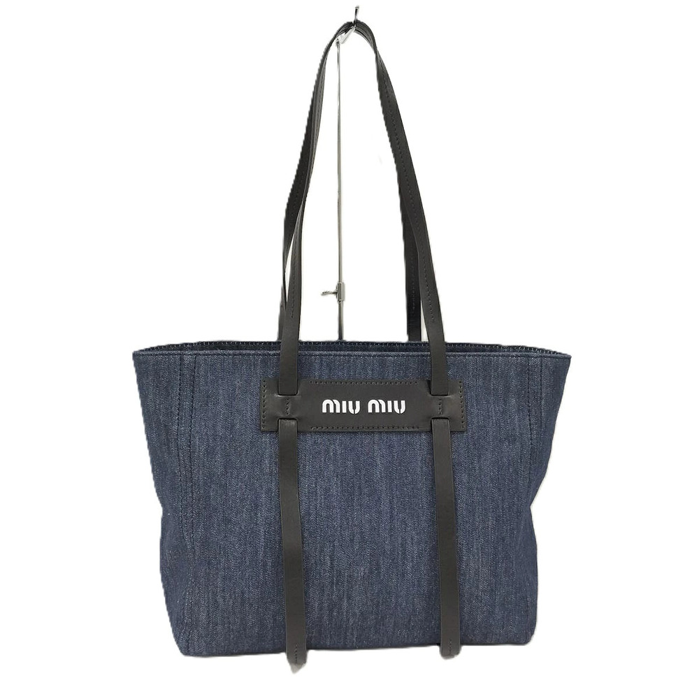 Miu Miu Handbag Denim Navy Blue